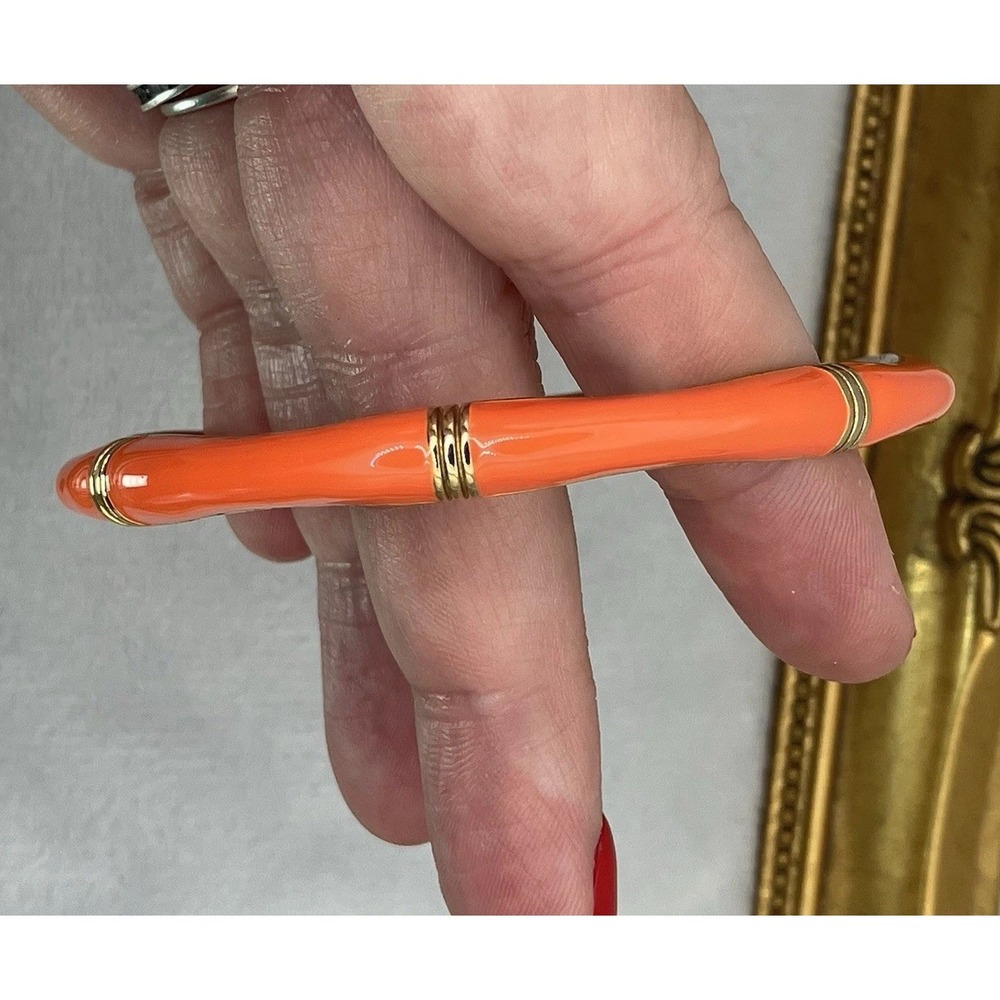 J. Crew Bracelet Orange Enamel Gold Tone Slim Bangle Preppy Classic Minimalist - Picture 8 of 10
